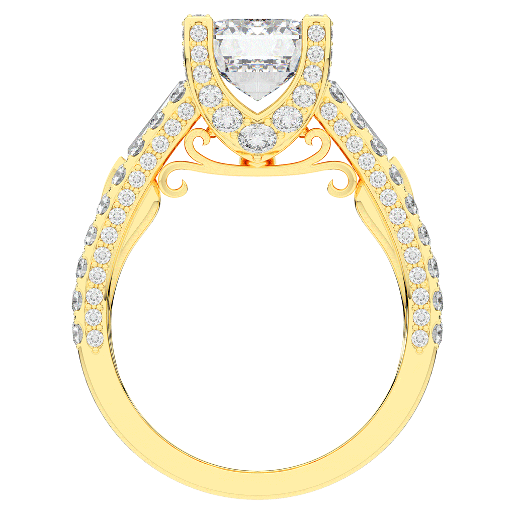 4.60CT.TW EMERALD CUT LAB DIAMOND SPLIT SHANK ENGAGEMENT RING - Nazarelle