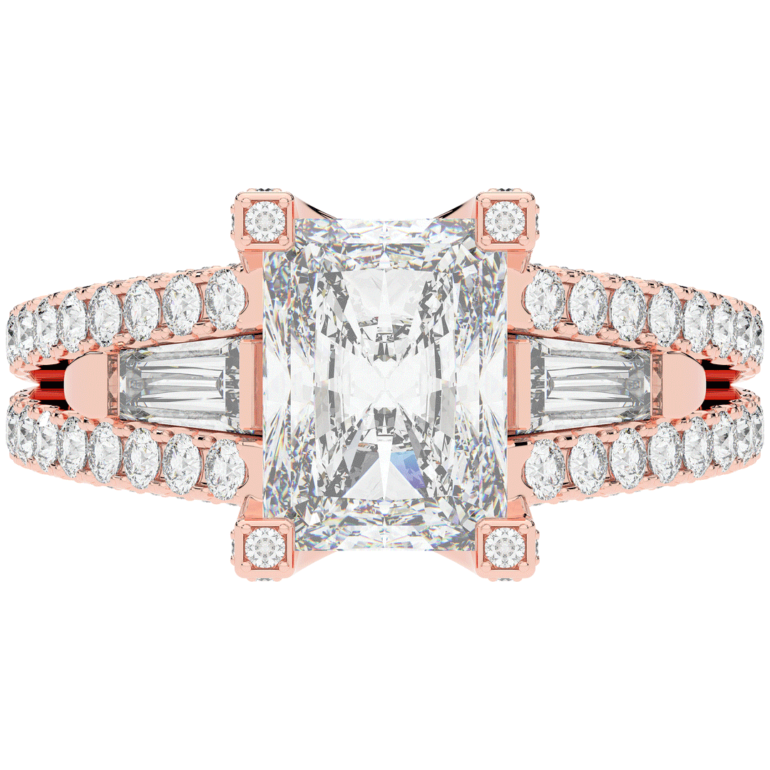 4.60CT.TW RADIANT LAB DIAMOND SPLIT SHANK ENGAGEMENT RING - Nazarelle