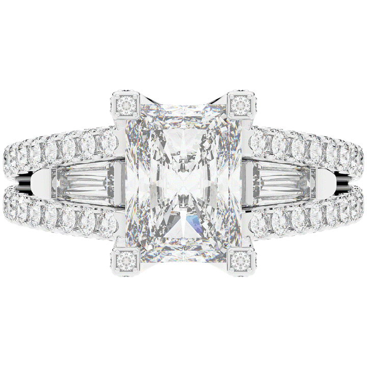 4.60CT.TW RADIANT LAB DIAMOND SPLIT SHANK ENGAGEMENT RING - Nazarelle