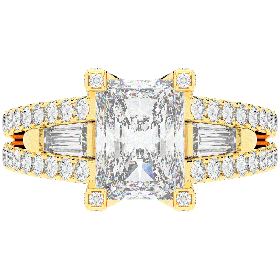 4.60CT.TW RADIANT LAB DIAMOND SPLIT SHANK ENGAGEMENT RING - Nazarelle
