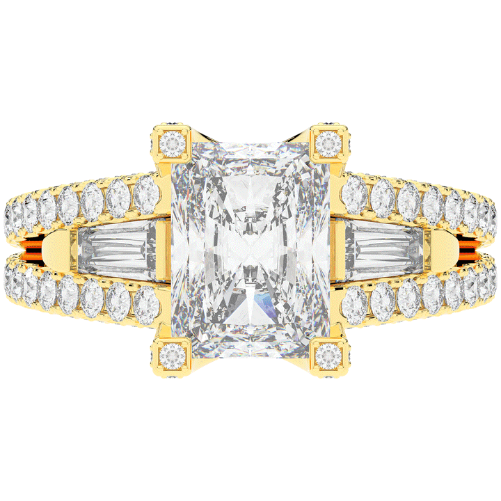 4.60CT.TW RADIANT LAB DIAMOND SPLIT SHANK ENGAGEMENT RING - Nazarelle