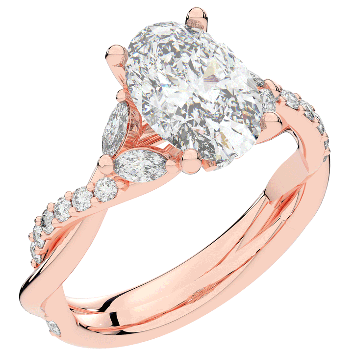 2.40CT.TW OVAL LAB DIAMOND TWIST ENGAGEMENT RING - Nazarelle