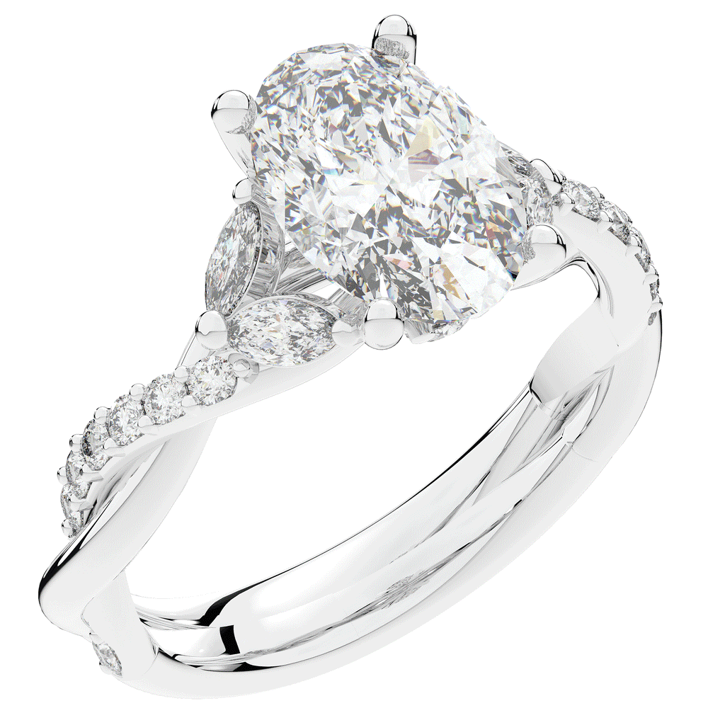 2.40CT.TW OVAL LAB DIAMOND TWIST ENGAGEMENT RING - Nazarelle