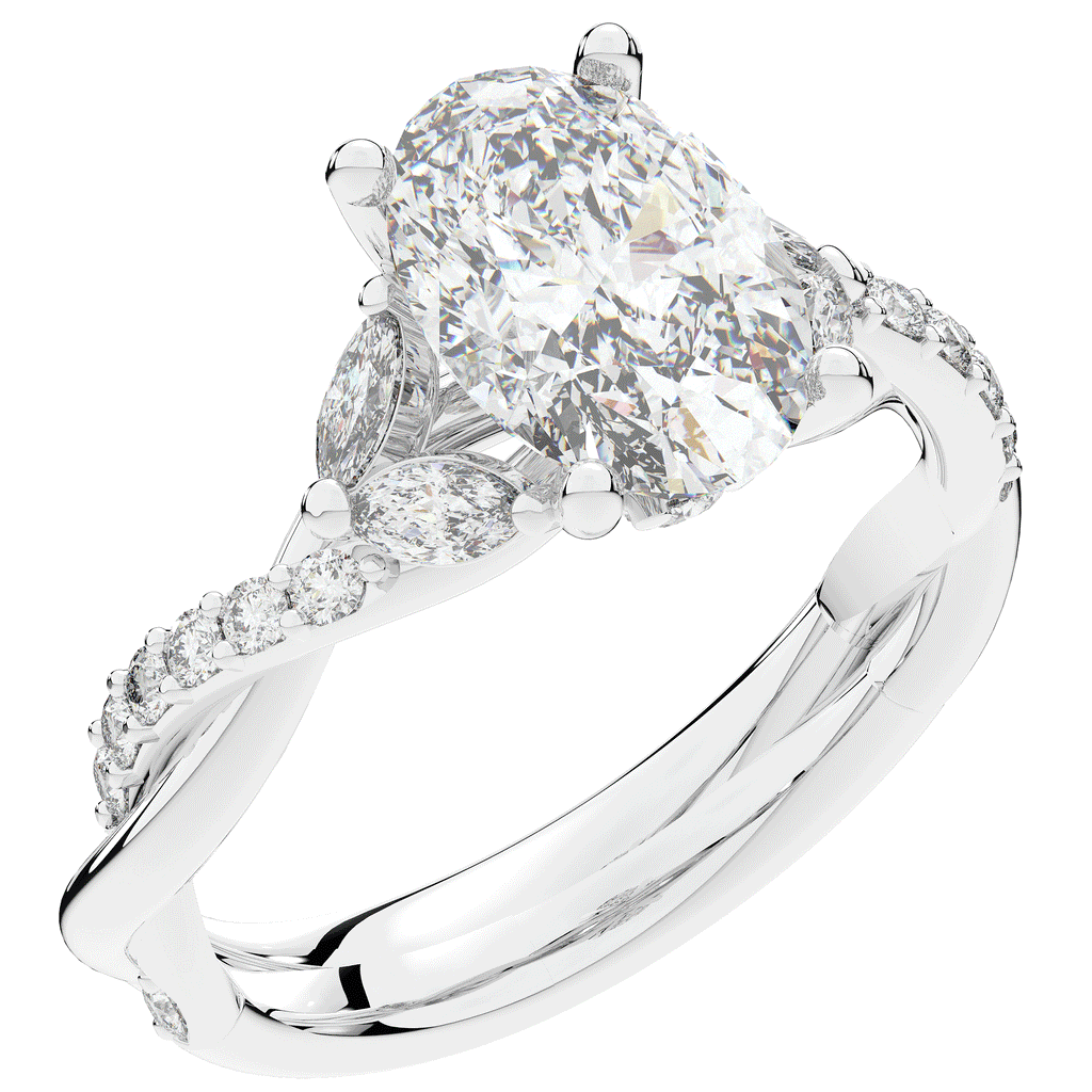 2.40CT.TW OVAL LAB DIAMOND TWIST ENGAGEMENT RING - Nazarelle