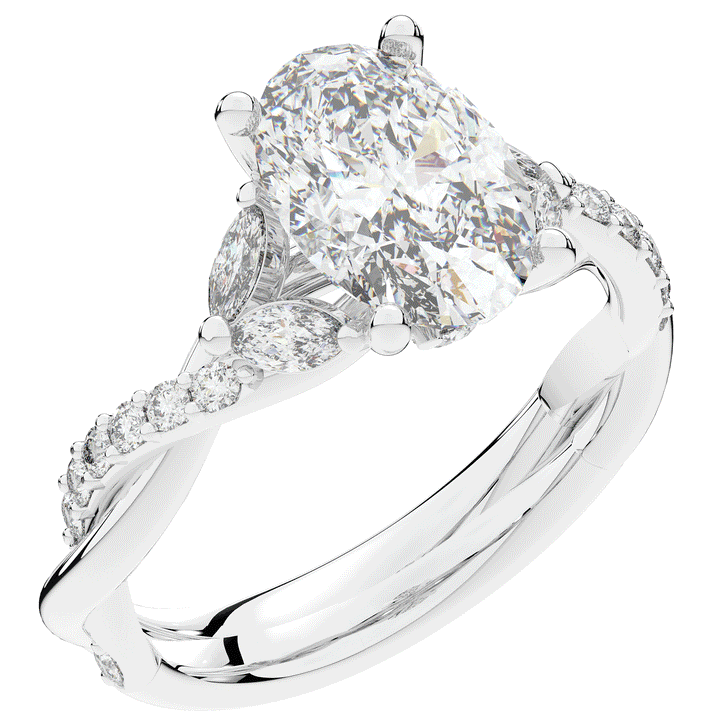 2.40CT.TW OVAL LAB DIAMOND TWIST ENGAGEMENT RING - Nazarelle