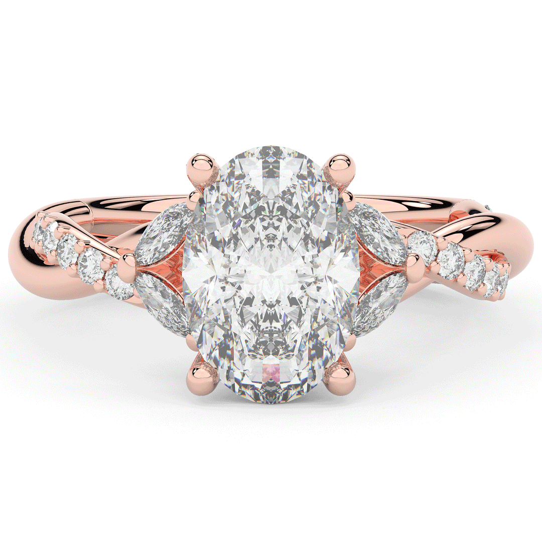2.40CT.TW OVAL LAB DIAMOND TWIST ENGAGEMENT RING - Nazarelle