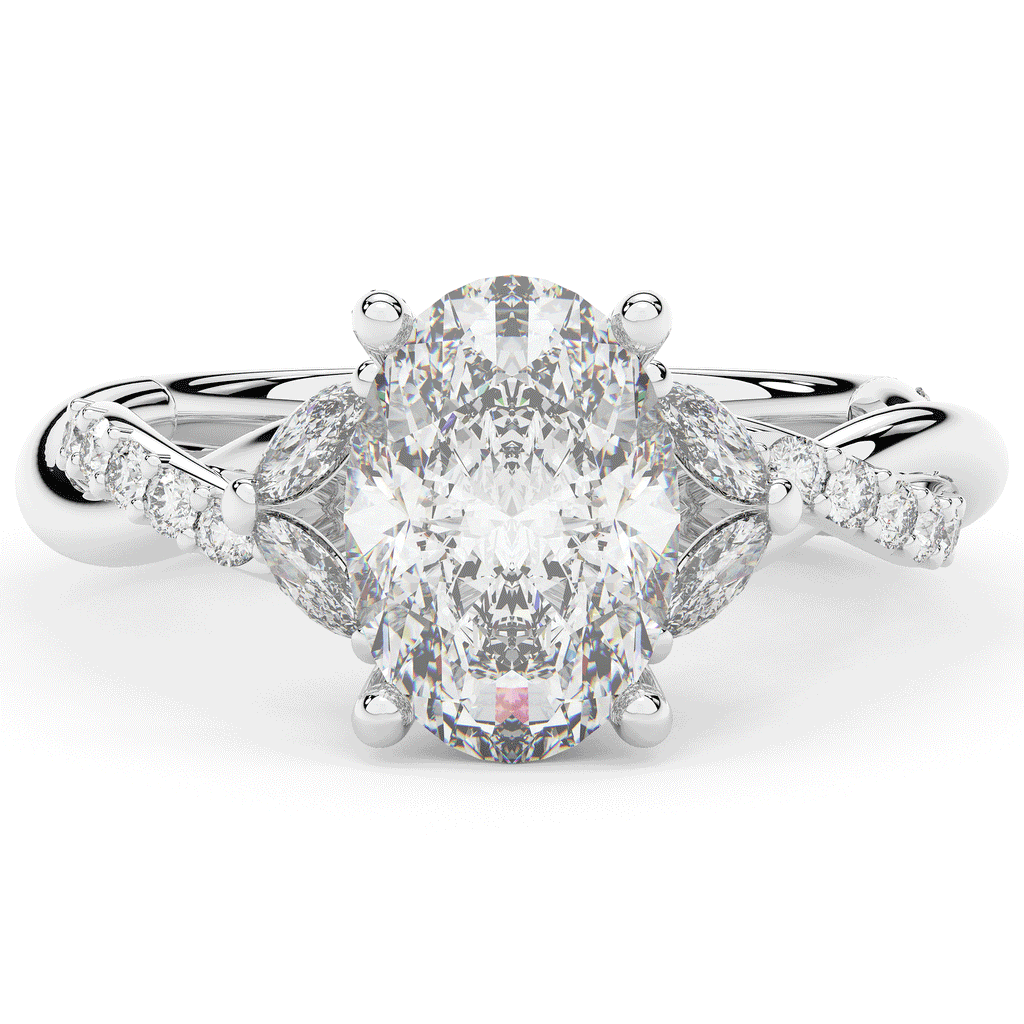 2.40CT.TW OVAL LAB DIAMOND TWIST ENGAGEMENT RING - Nazarelle