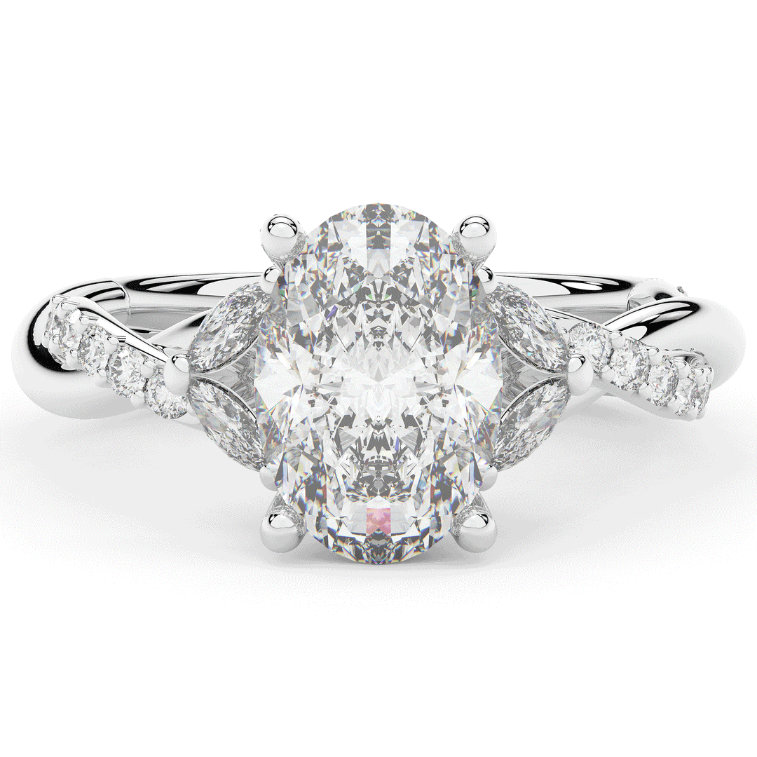 2.40CT.TW OVAL LAB DIAMOND TWIST ENGAGEMENT RING - Nazarelle