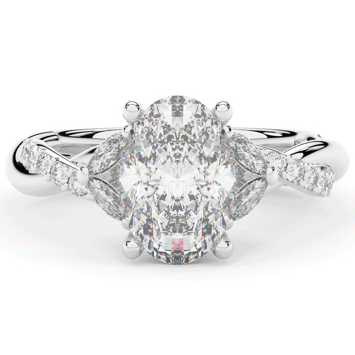 2.40CT.TW OVAL LAB DIAMOND TWIST ENGAGEMENT RING - Nazarelle