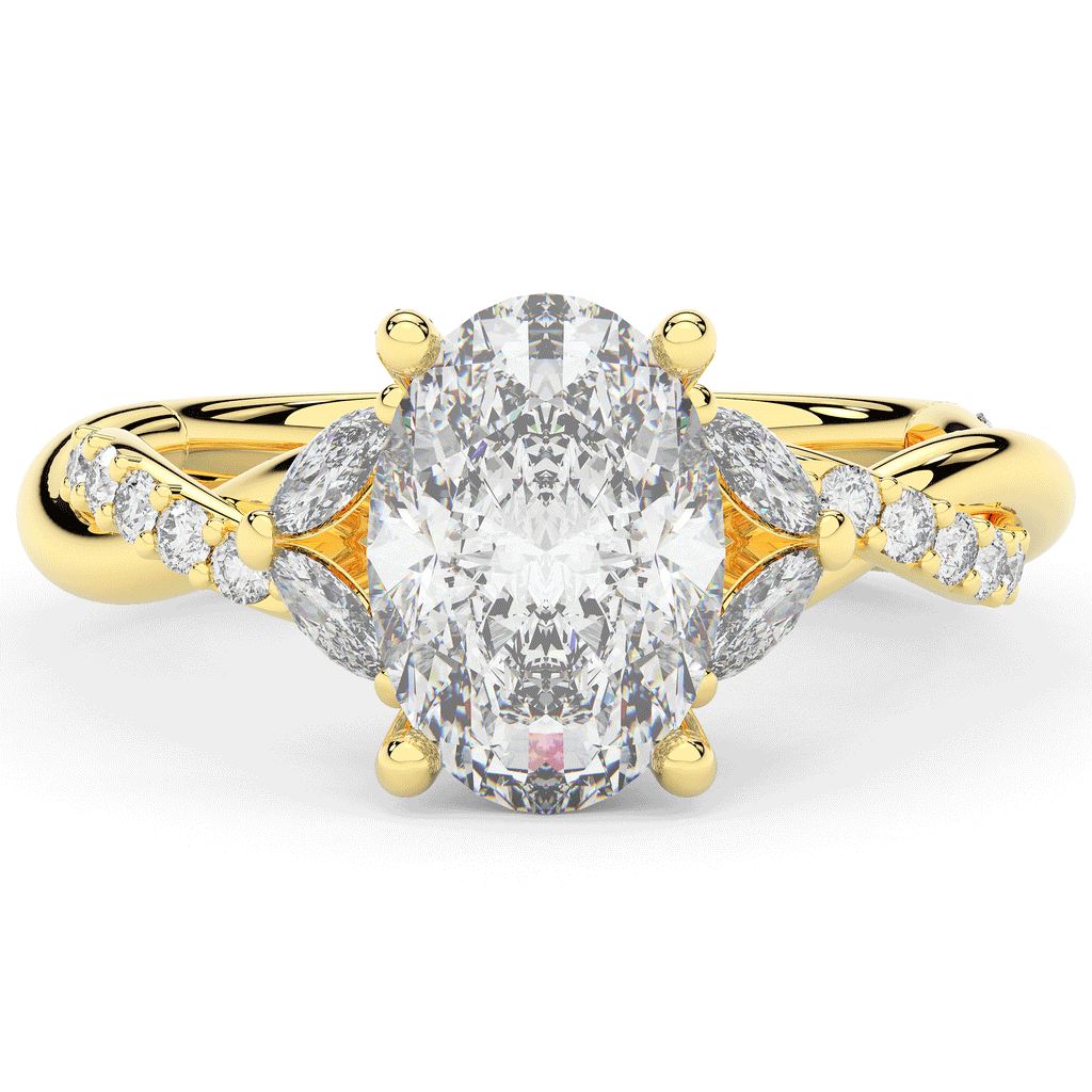 2.40CT.TW OVAL LAB DIAMOND TWIST ENGAGEMENT RING - Nazarelle