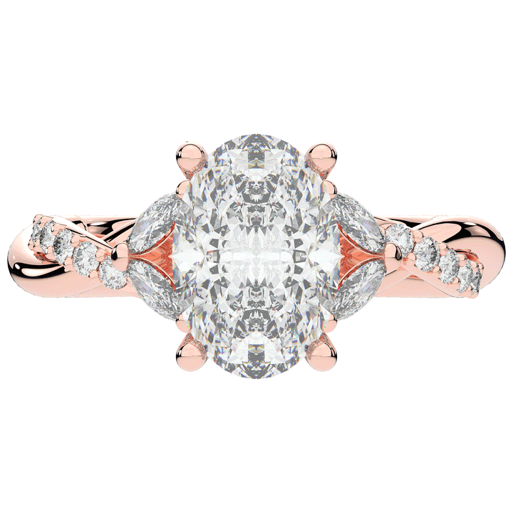 2.40CT.TW OVAL LAB DIAMOND TWIST ENGAGEMENT RING - Nazarelle