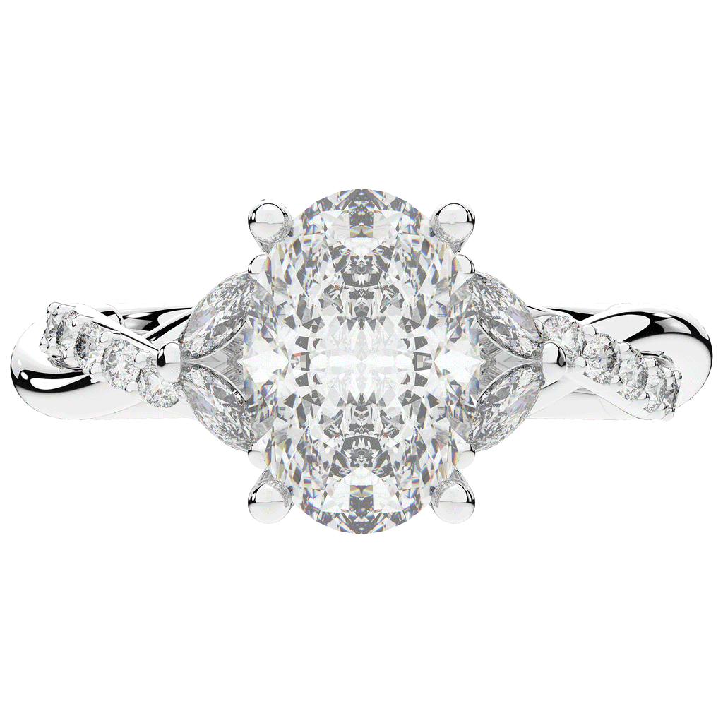 2.40CT.TW OVAL LAB DIAMOND TWIST ENGAGEMENT RING - Nazarelle