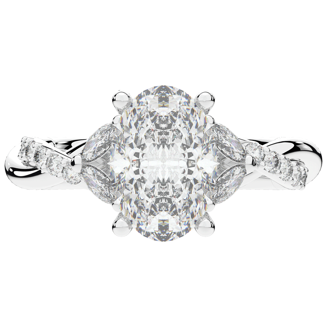 2.40CT.TW OVAL LAB DIAMOND TWIST ENGAGEMENT RING - Nazarelle