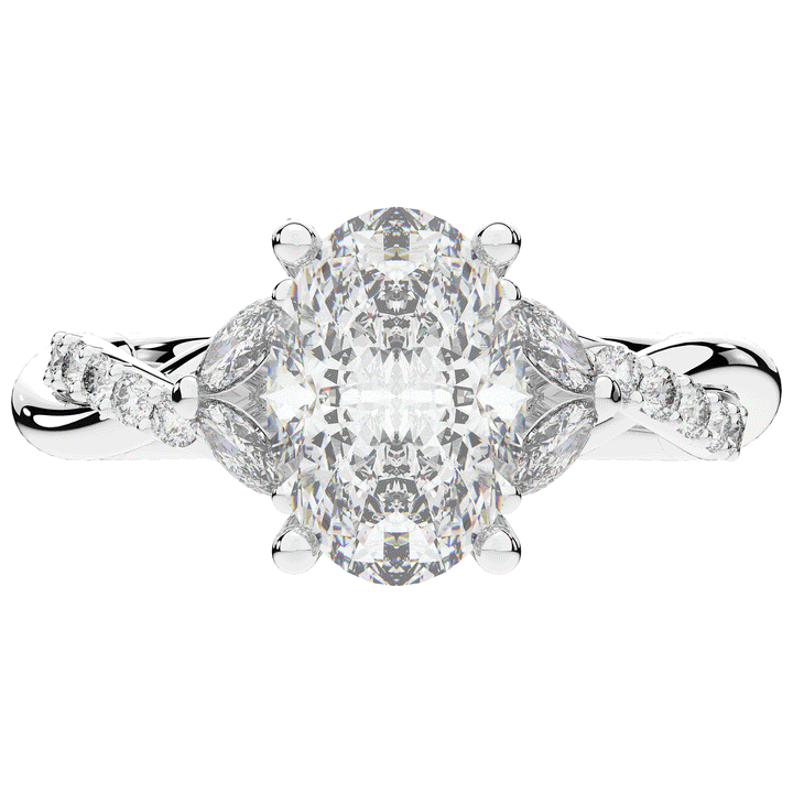 2.40CT.TW OVAL LAB DIAMOND TWIST ENGAGEMENT RING - Nazarelle