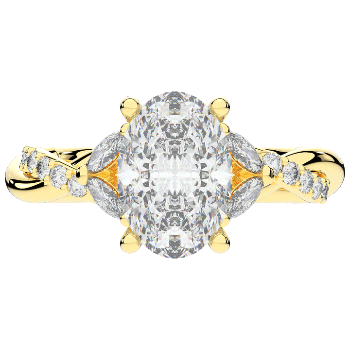 2.40CT.TW OVAL LAB DIAMOND TWIST ENGAGEMENT RING - Nazarelle