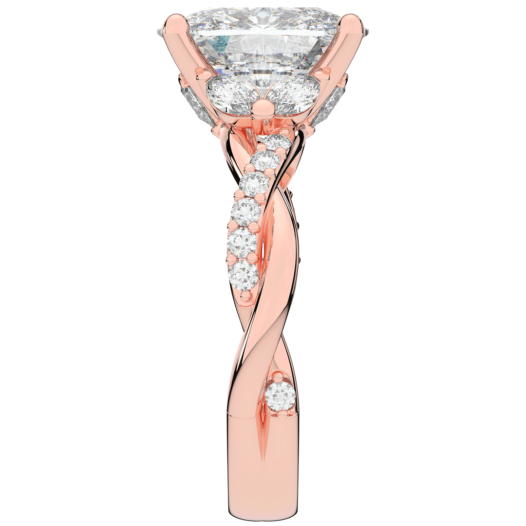 2.40CT.TW CUSHION LAB DIAMOND TWIST BAND ENGAGEMENT RING - Nazarelle