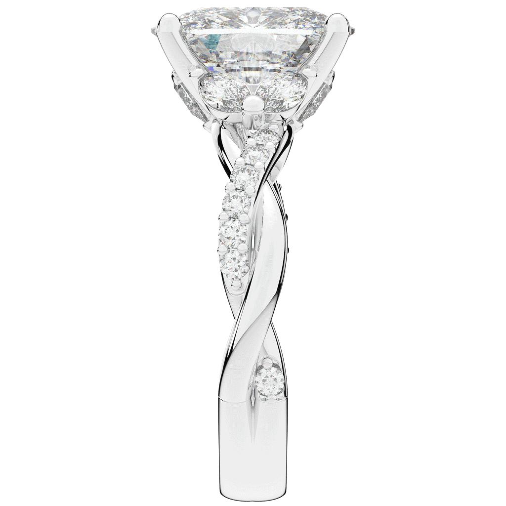 2.40CT.TW CUSHION LAB DIAMOND TWIST BAND ENGAGEMENT RING - Nazarelle