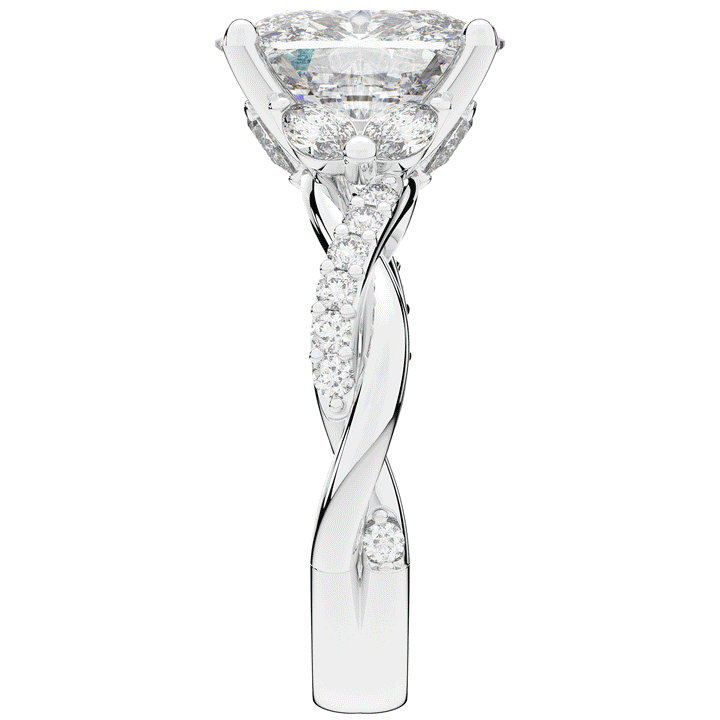 2.40CT.TW CUSHION LAB DIAMOND TWIST BAND ENGAGEMENT RING - Nazarelle