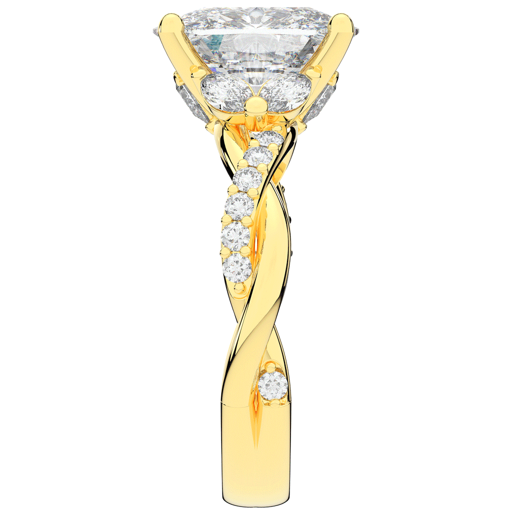 2.40CT.TW CUSHION LAB DIAMOND TWIST BAND ENGAGEMENT RING - Nazarelle