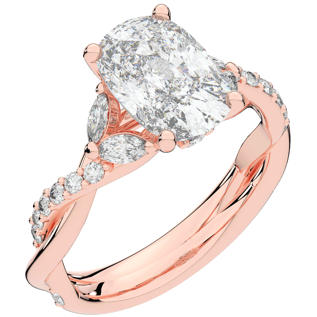2.40CT.TW CUSHION LAB DIAMOND TWIST BAND ENGAGEMENT RING - Nazarelle