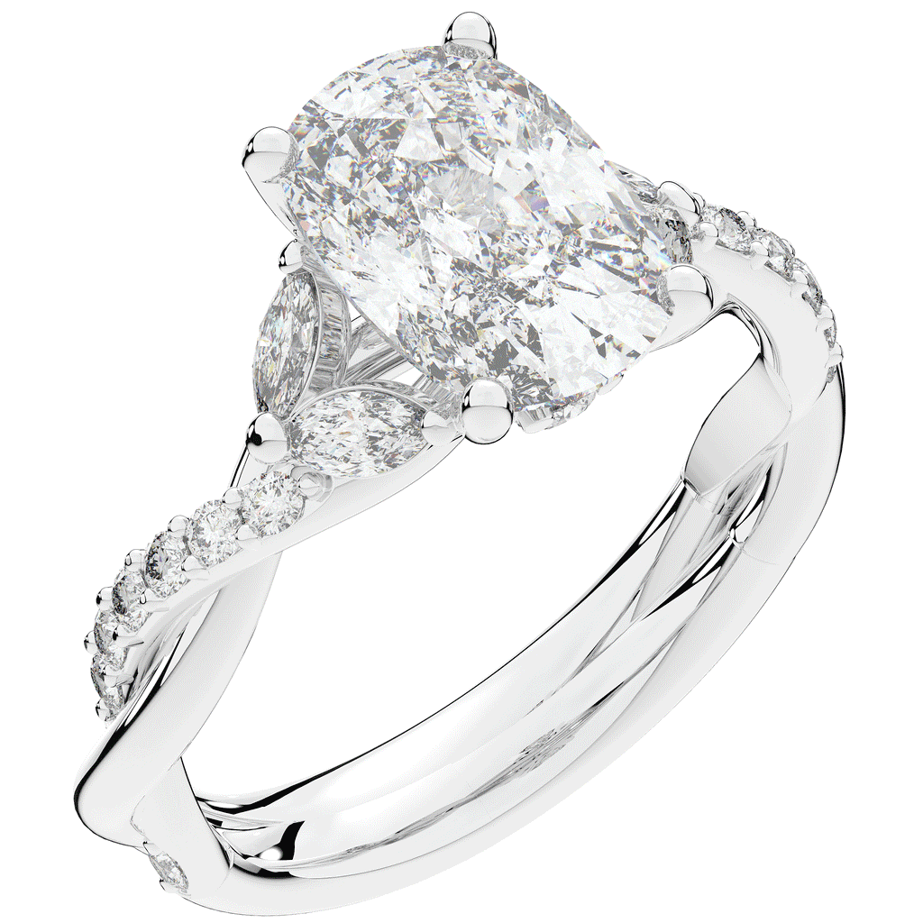 2.40CT.TW CUSHION LAB DIAMOND TWIST BAND ENGAGEMENT RING - Nazarelle