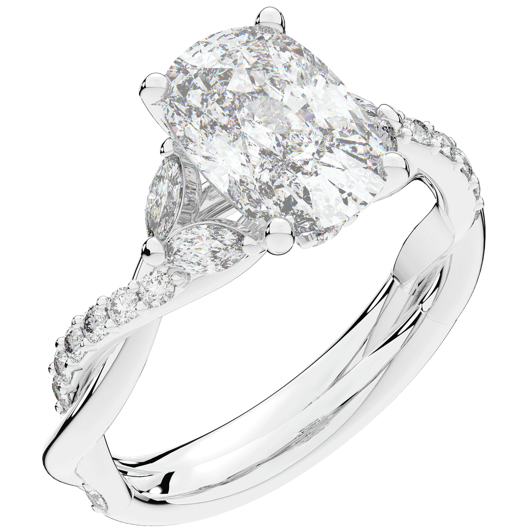 2.40CT.TW CUSHION LAB DIAMOND TWIST BAND ENGAGEMENT RING - Nazarelle