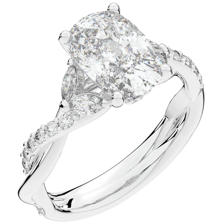 2.40CT.TW CUSHION LAB DIAMOND TWIST BAND ENGAGEMENT RING - Nazarelle
