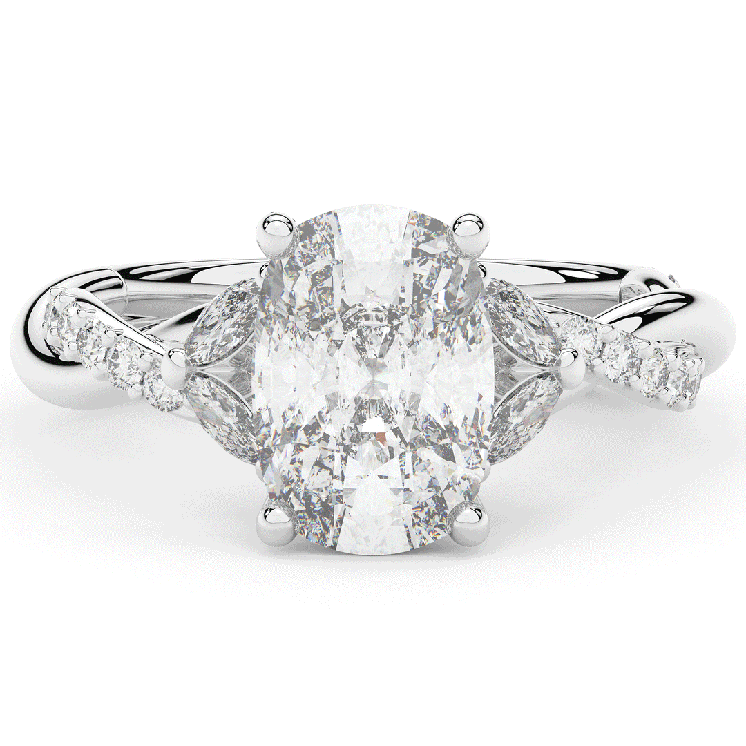 2.40CT.TW CUSHION LAB DIAMOND TWIST BAND ENGAGEMENT RING - Nazarelle