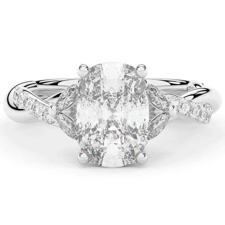 2.40CT.TW CUSHION LAB DIAMOND TWIST BAND ENGAGEMENT RING - Nazarelle