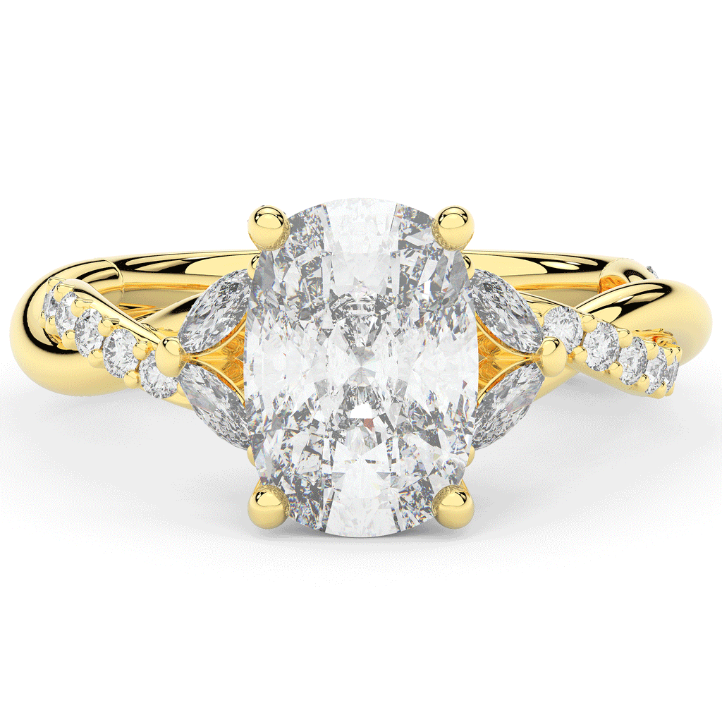 2.40CT.TW CUSHION LAB DIAMOND TWIST BAND ENGAGEMENT RING - Nazarelle