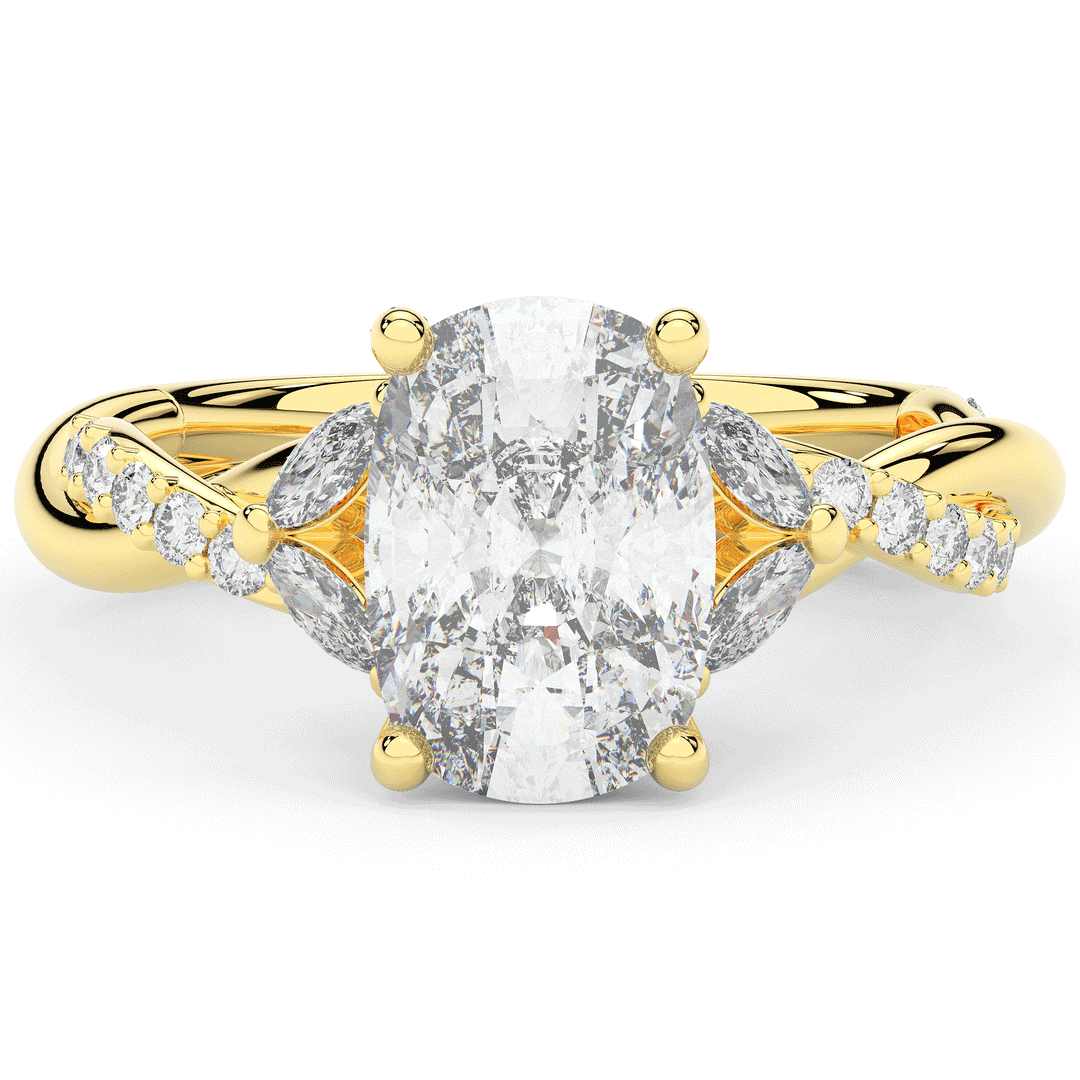 2.40CT.TW CUSHION LAB DIAMOND TWIST BAND ENGAGEMENT RING - Nazarelle