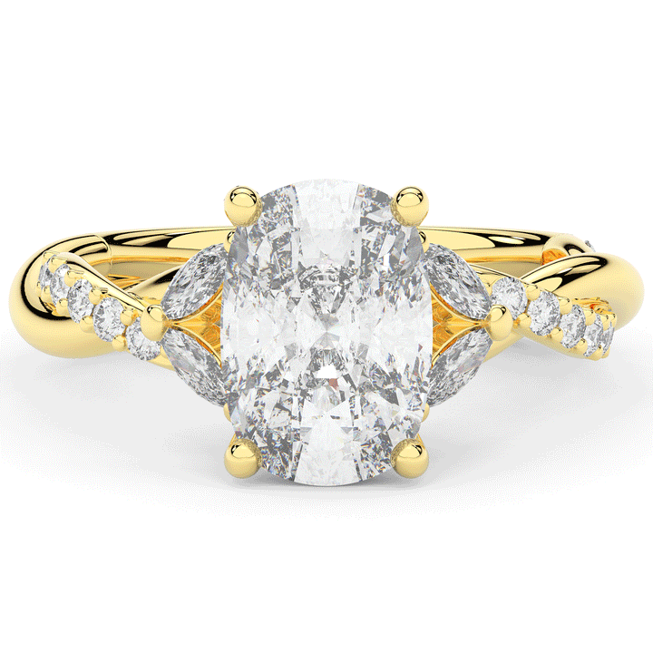 2.40CT.TW CUSHION LAB DIAMOND TWIST BAND ENGAGEMENT RING - Nazarelle