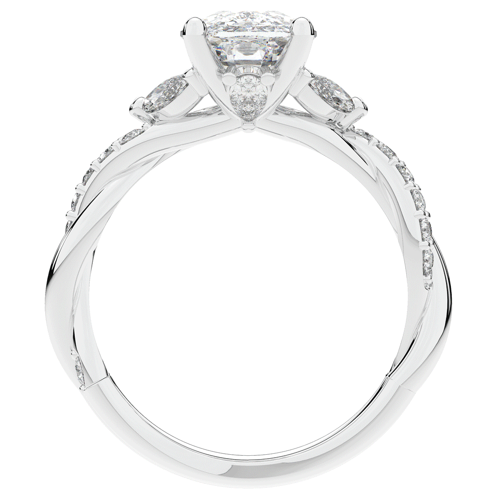 2.40CT.TW CUSHION LAB DIAMOND TWIST BAND ENGAGEMENT RING - Nazarelle