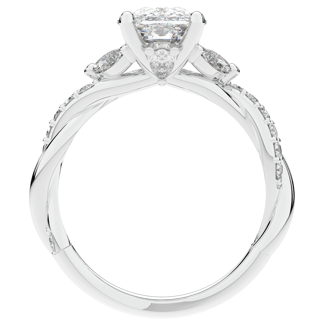 2.40CT.TW CUSHION LAB DIAMOND TWIST BAND ENGAGEMENT RING - Nazarelle