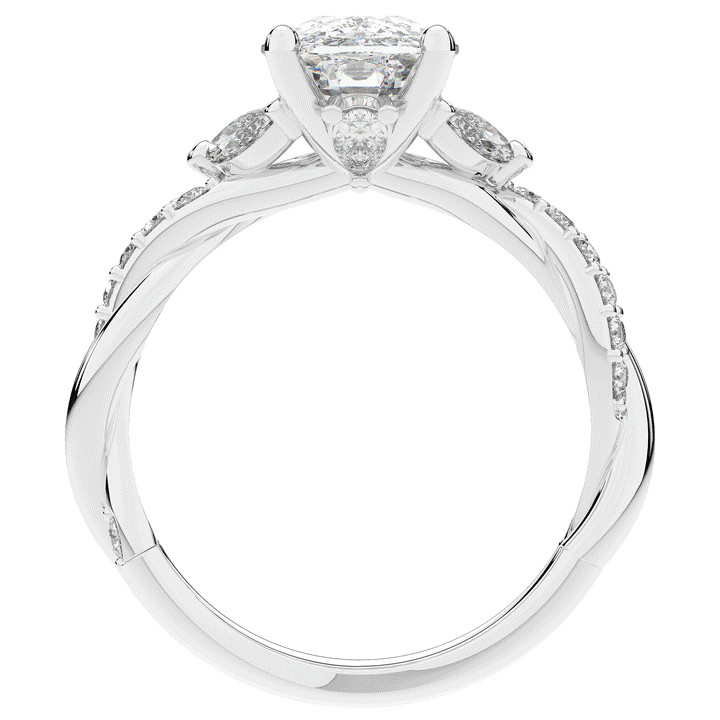2.40CT.TW CUSHION LAB DIAMOND TWIST BAND ENGAGEMENT RING - Nazarelle