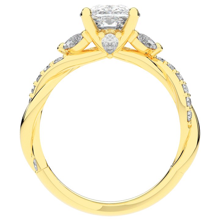 2.40CT.TW CUSHION LAB DIAMOND TWIST BAND ENGAGEMENT RING - Nazarelle