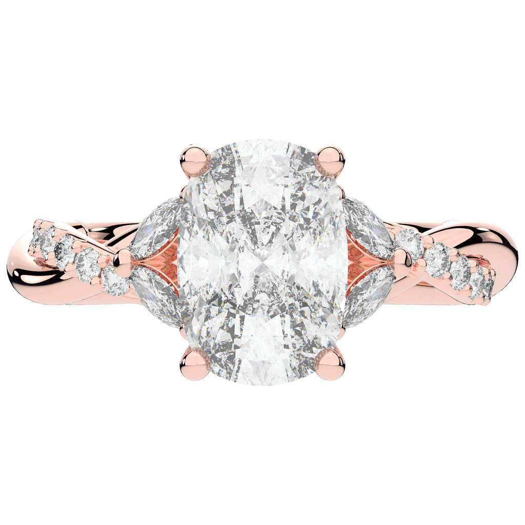 2.40CT.TW CUSHION LAB DIAMOND TWIST BAND ENGAGEMENT RING - Nazarelle