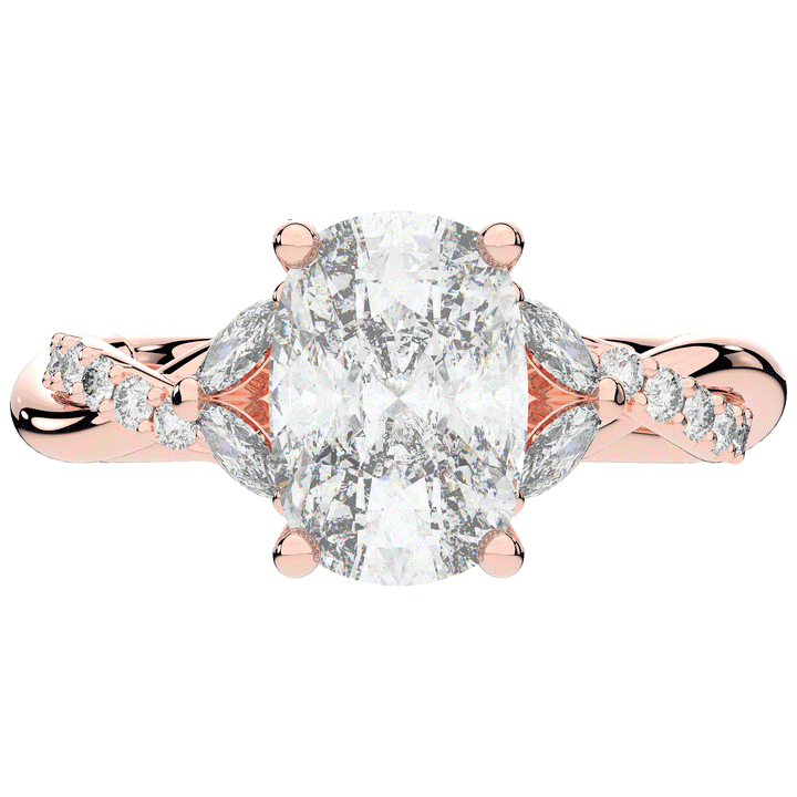 2.40CT.TW CUSHION LAB DIAMOND TWIST BAND ENGAGEMENT RING - Nazarelle