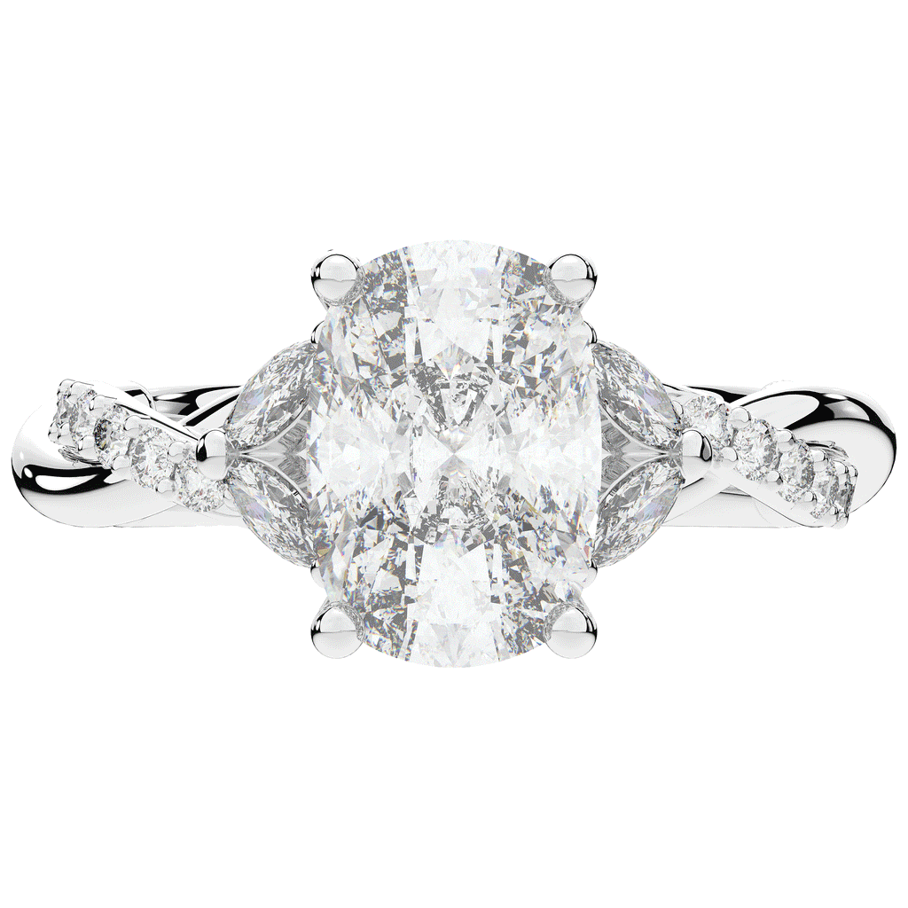 2.40CT.TW CUSHION LAB DIAMOND TWIST BAND ENGAGEMENT RING - Nazarelle