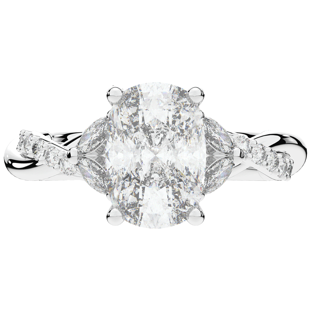 2.40CT.TW CUSHION LAB DIAMOND TWIST BAND ENGAGEMENT RING - Nazarelle