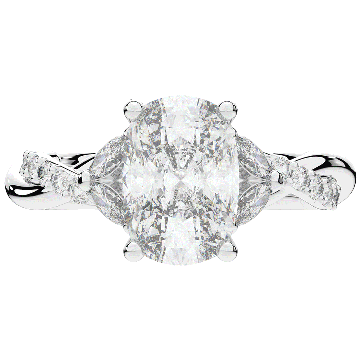 2.40CT.TW CUSHION LAB DIAMOND TWIST BAND ENGAGEMENT RING - Nazarelle