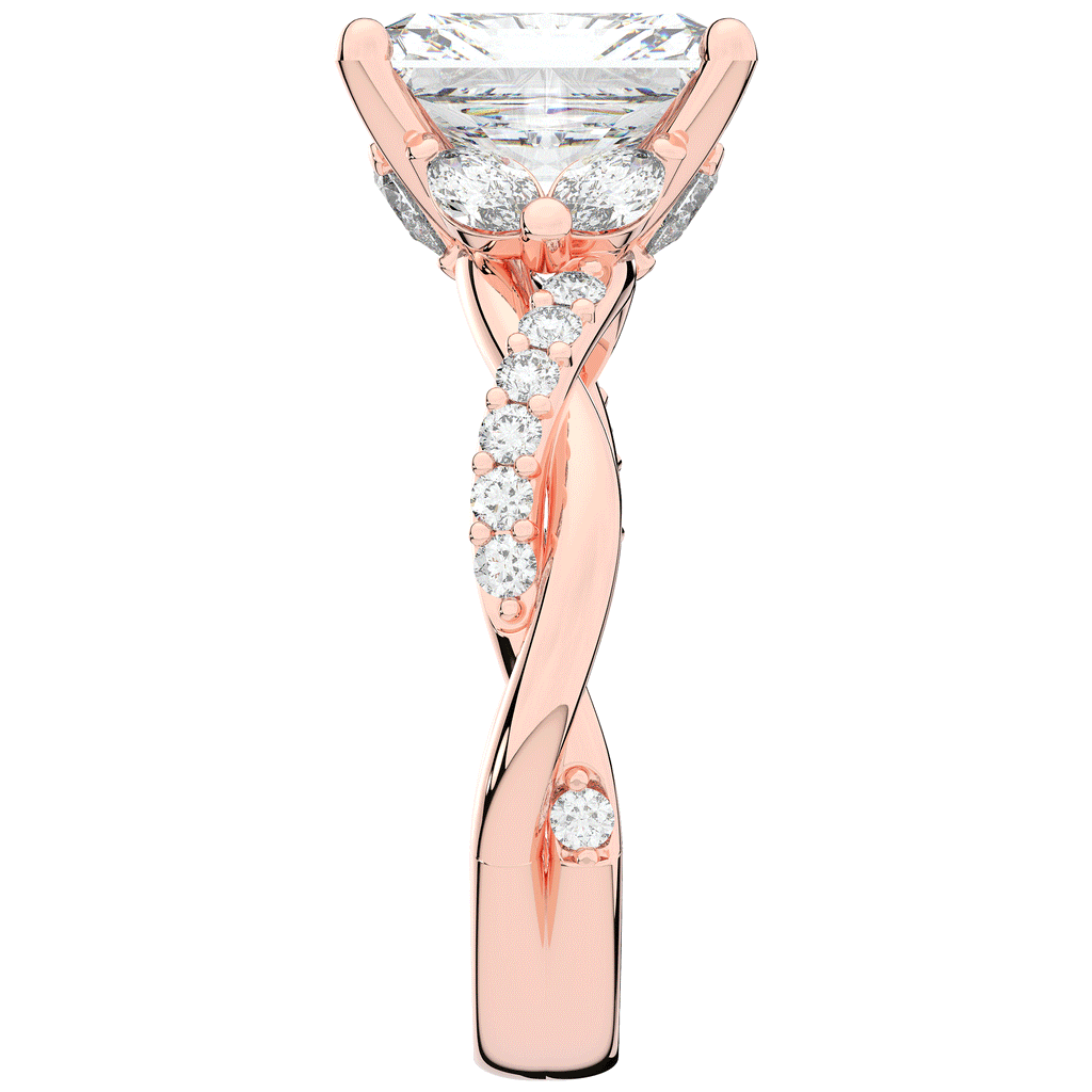 2.40CT.TW RADIANT LAB DIAMOND TWIST BAND ENGAGEMENT RING - Nazarelle