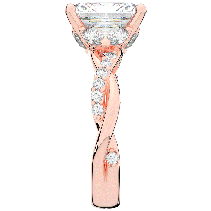 2.40CT.TW RADIANT LAB DIAMOND TWIST BAND ENGAGEMENT RING - Nazarelle