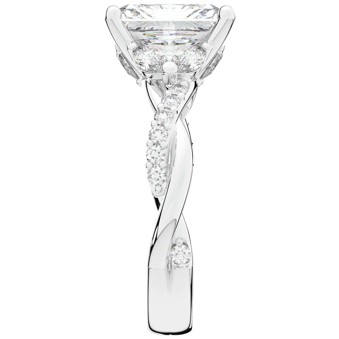 2.40CT.TW RADIANT LAB DIAMOND TWIST BAND ENGAGEMENT RING - Nazarelle