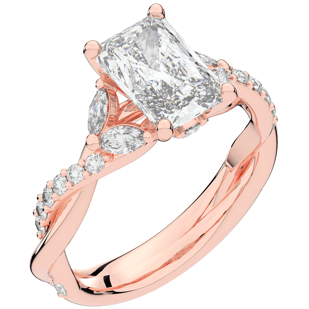 2.40CT.TW RADIANT LAB DIAMOND TWIST BAND ENGAGEMENT RING - Nazarelle