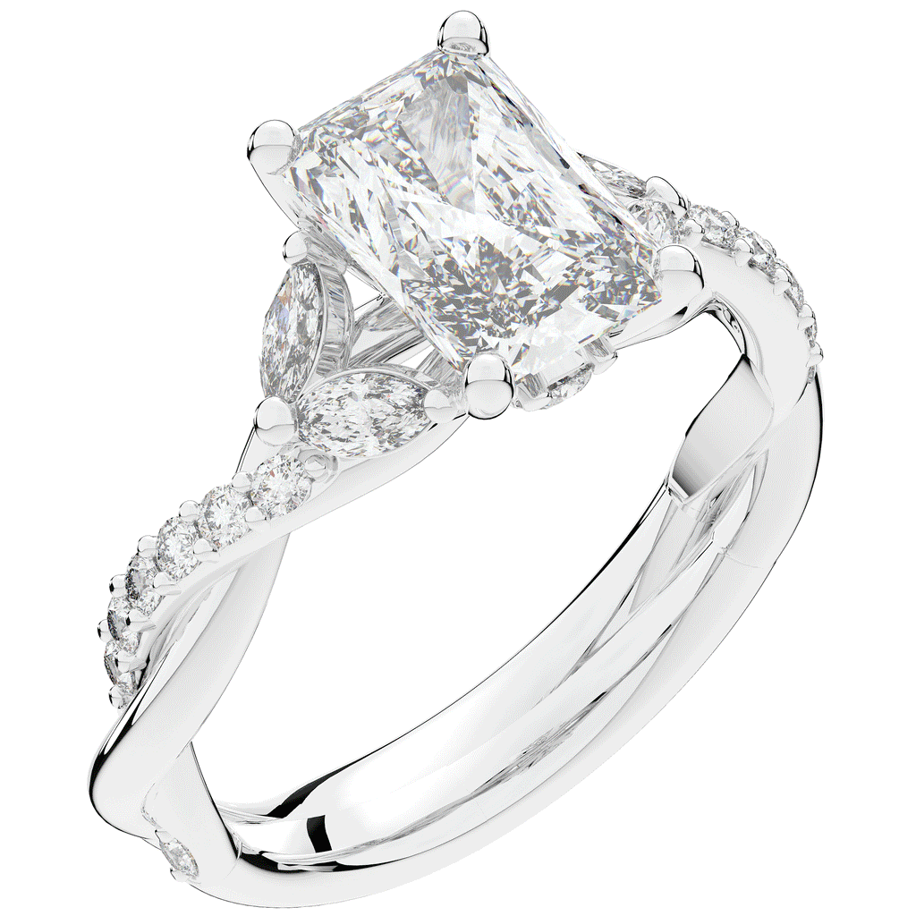 2.40CT.TW RADIANT LAB DIAMOND TWIST BAND ENGAGEMENT RING - Nazarelle