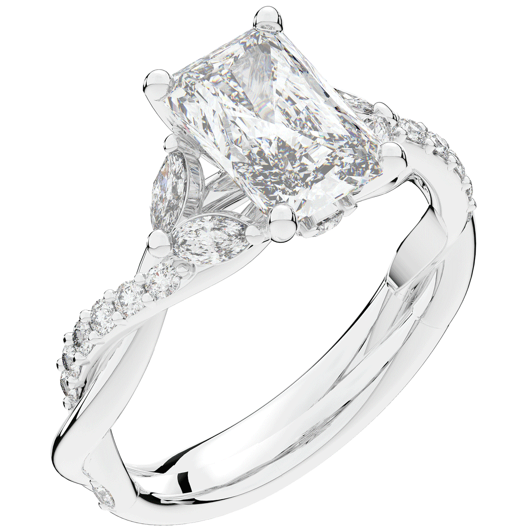 2.40CT.TW RADIANT LAB DIAMOND TWIST BAND ENGAGEMENT RING - Nazarelle