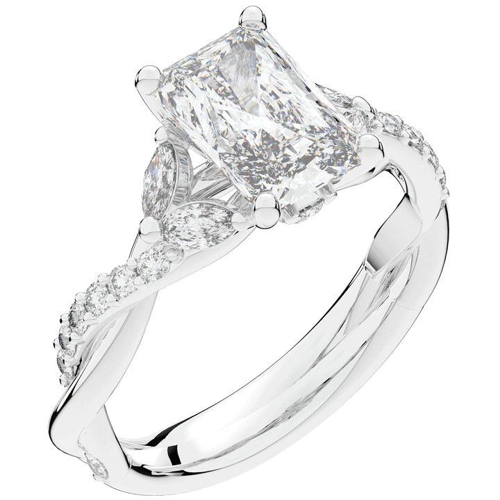2.40CT.TW RADIANT LAB DIAMOND TWIST BAND ENGAGEMENT RING - Nazarelle