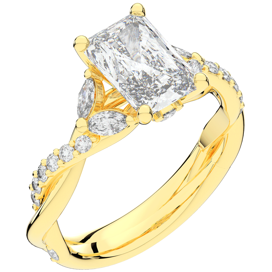 2.40CT.TW RADIANT LAB DIAMOND TWIST BAND ENGAGEMENT RING - Nazarelle