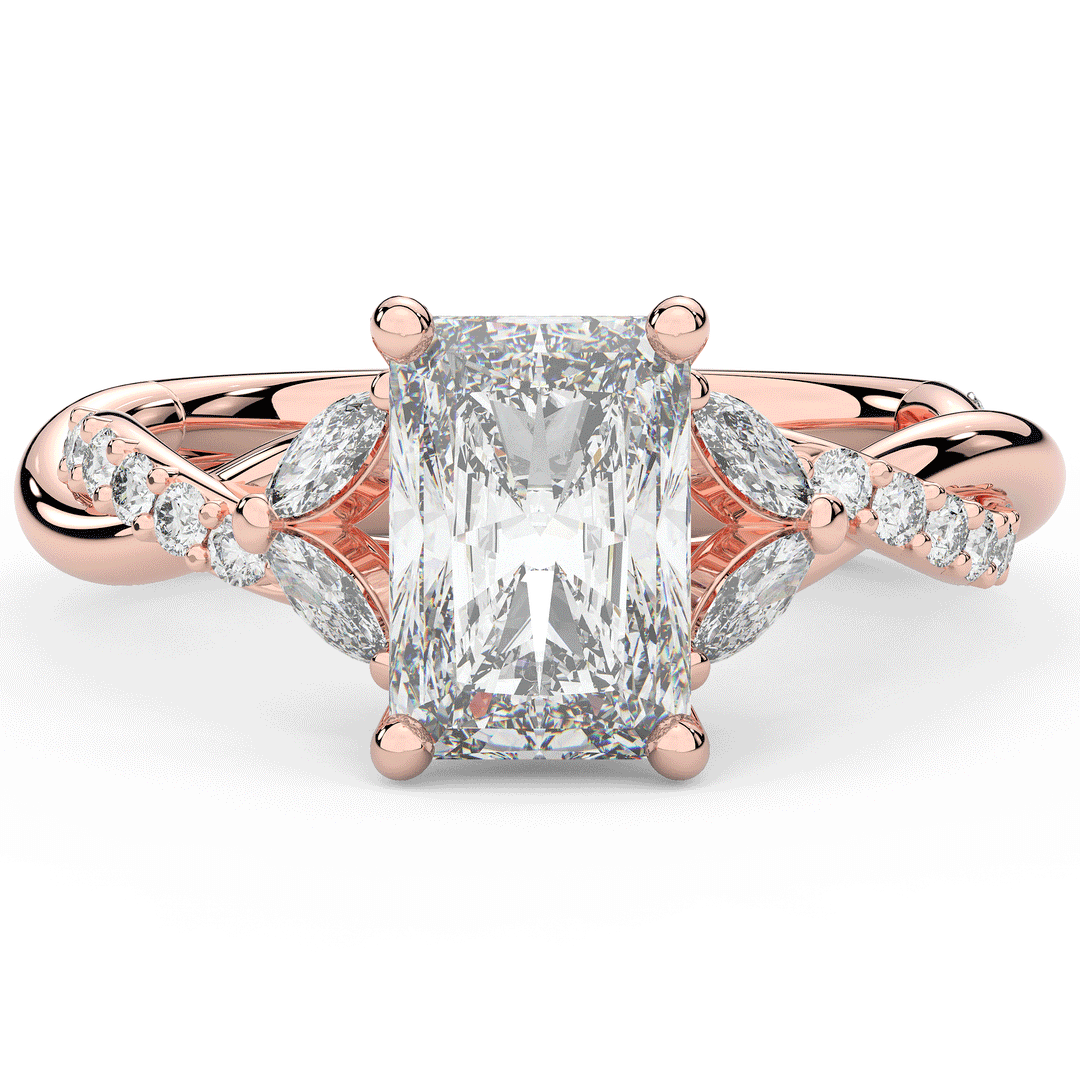 2.40CT.TW RADIANT LAB DIAMOND TWIST BAND ENGAGEMENT RING - Nazarelle